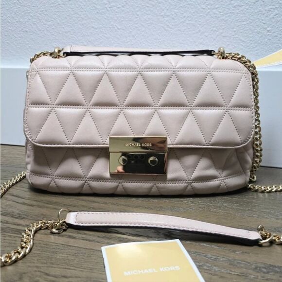 Michael Kors Sloan Large Quilted Chain Convertible Bag in Soft Pink - Picture 5 of 13